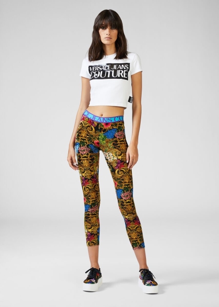 Versace Tropical Baroque Print Leggings Dam - 370941NIU